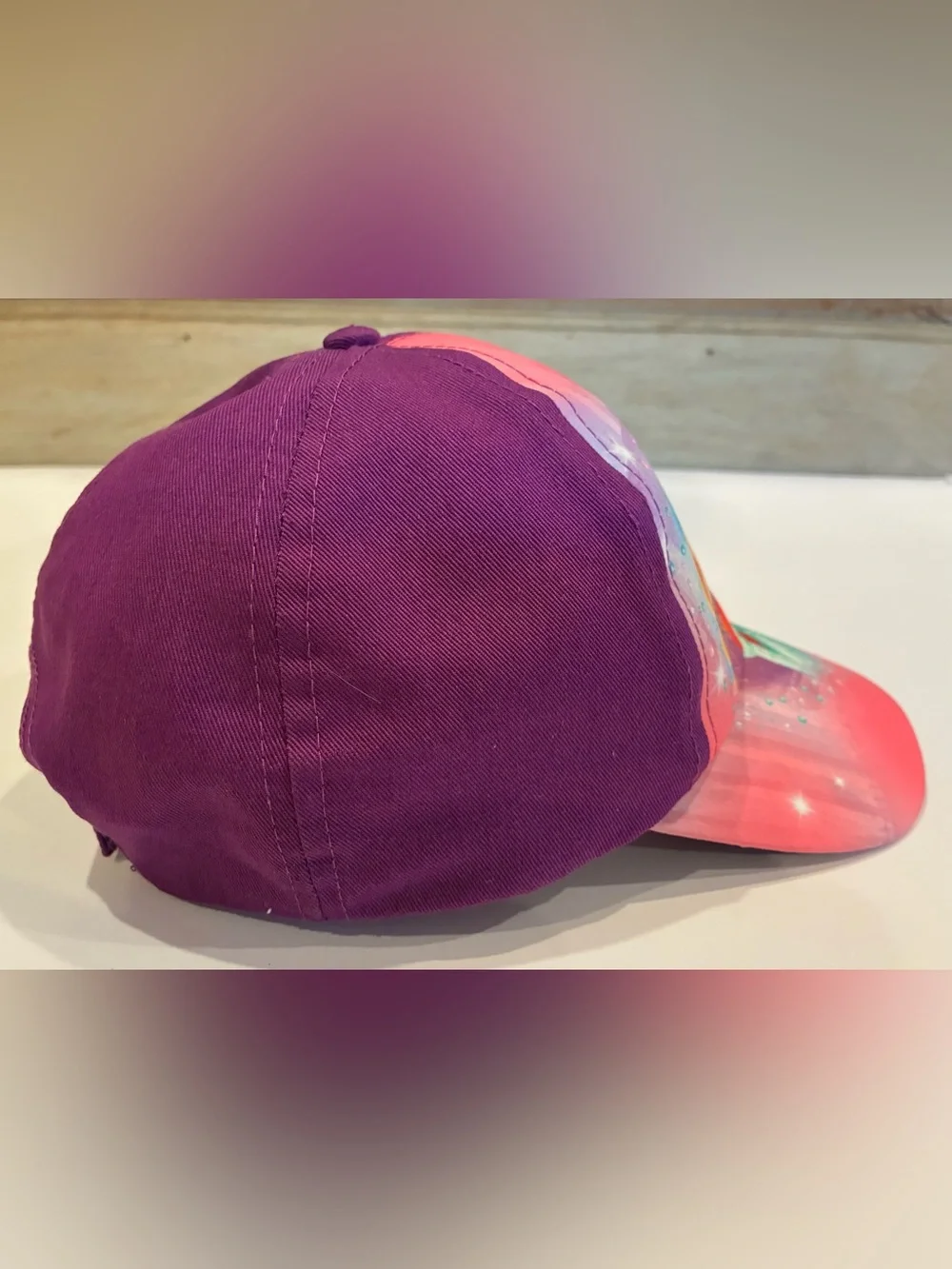 Disney Princess Girls Baseball Cap Rapunzel Ariel Aurora Purple Pink Adjustable
